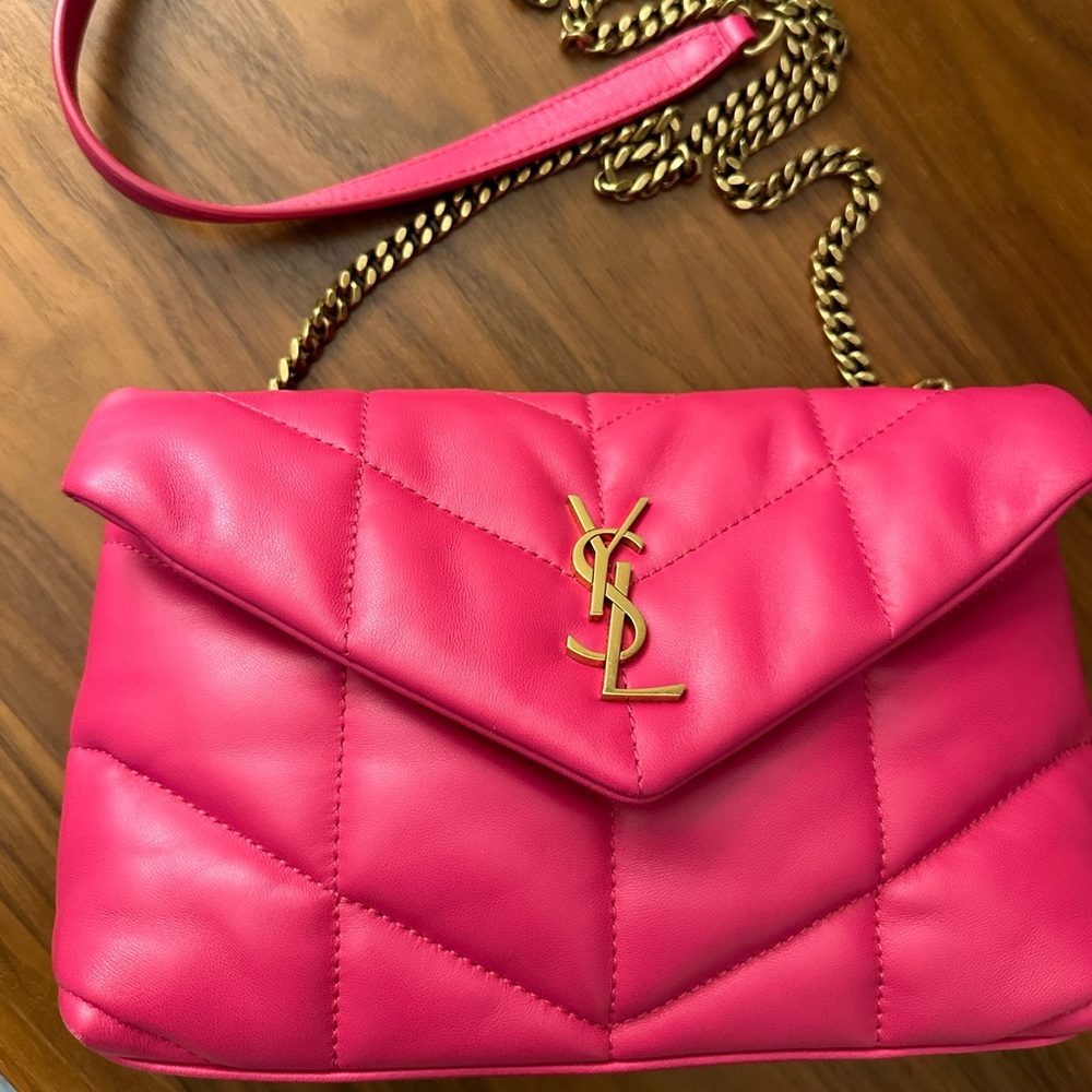 SAINT LAURENT MINI PUFFER SHOULDER BAG (BUBBLE GUM PINK) *Authentic